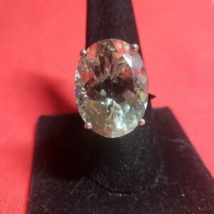 Montezuma Prasiolite/Green Amethyst Solitaire Sterling Silver High Profile Ring